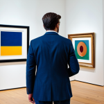 **

"A professional art gallery curator, fully clothed in a stylish, modest business outfit, carefully examining a painting in a brightly lit modern art gallery, appropriate attire, safe for work, perfect anatomy, natural proportions, professional photography, high quality, family-friendly"

**