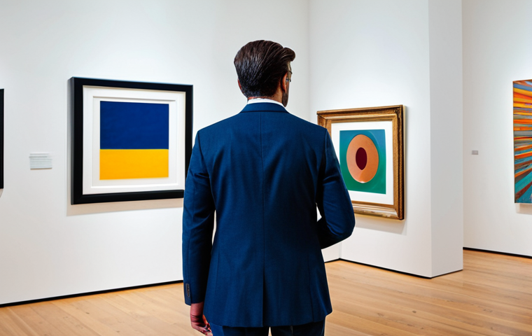 **
"A professional art gallery curator, fully clothed in a stylish, modest business outfit, carefully examining a painting in a brightly lit modern art gallery, appropriate attire, safe for work, perfect anatomy, natural proportions, professional photography, high quality, family-friendly"
**