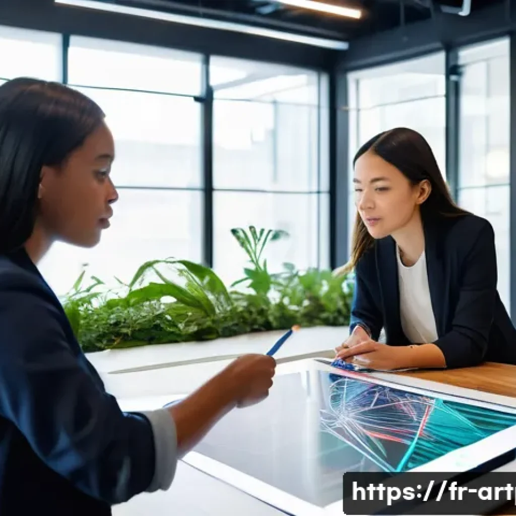 미술문화기획사 채용 인터뷰의 FAQ - **Prompt:** A group of three young, diverse professionals (two women, one man, all in their late 20s...