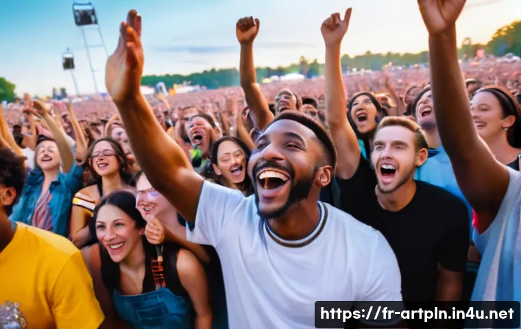 미술문화기획사 직업 만족도 조사 - **Prompt:** A dynamic and vibrant scene capturing the essence of a successful outdoor music festival...