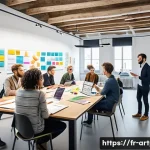 Home 21 미술문화기획사의 실기 대비 워크샵 참석 후기 - A diverse group of cultural project professionals—artists, managers, and technicians—collaborating i...