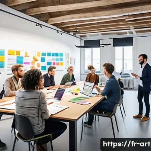 Home 15 미술문화기획사의 실기 대비 워크샵 참석 후기 - A diverse group of cultural project professionals—artists, managers, and technicians—collaborating i...